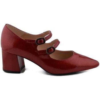 Classyco Zapatos de tacón Zapatos Salones de piel rojos con correas para mujer