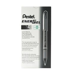 Pentel EnerGel + Metal Tip Rollerball Pen 0.7mm Black (Pack 12) BL27-A