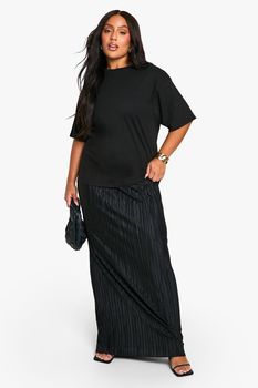 Falda Plus Maxi Plisada, Negro