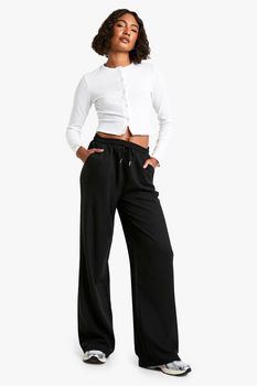 Tall Tailored Drawstring Waistband Wide Leg Trouser, Negro