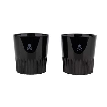 Set de dos vasos de whiskey en vidrio negro 345 ml