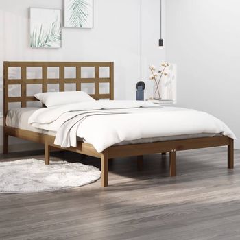 vidaXL Estructura de cama madera maciza de pino marrón miel 120x200 cm