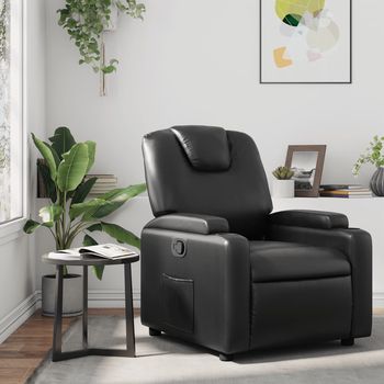 vidaXL Sillón reclinable de cuero sintético negro