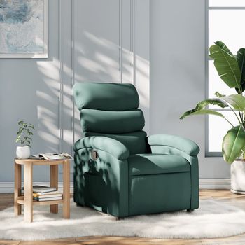 vidaXL Sillón reclinable de tela verde oscuro