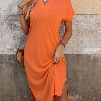 Vestido corto con cuello sólido, elegante vestido de manga corta para primavera y verano, ropa de mujer